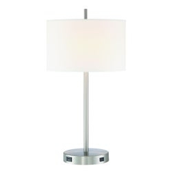 Table Lamp Bolt-Down Base Polished Metal White Acrylic Shade