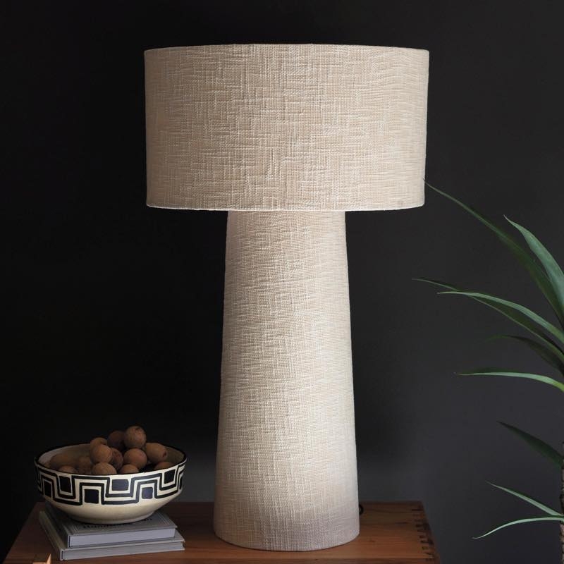 Table Lamp Boucle Texture Fabric Covered Base Tactile Styling