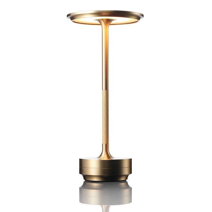 Table Lamp Brushed Gold Finish Mushroom Silhouette Downward Glow Lamp