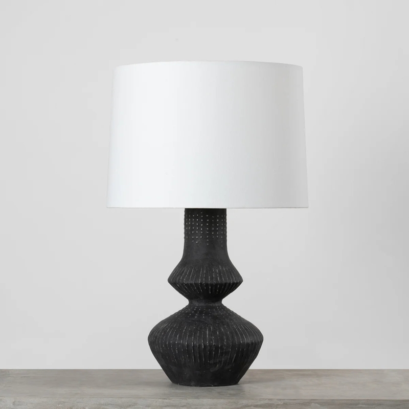 Table Lamp Bulbous Jug Silhouette Earthy Gray Organic Modern Base