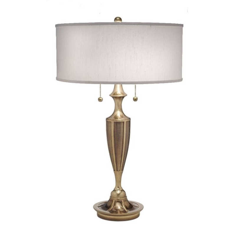 Table Lamp Burnished Brass Finish Retro Style Double Pull Chains