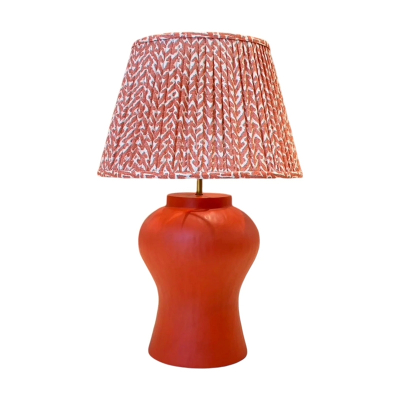 Table Lamp: Burnt Orange Gesso Texture, Organic Stacked Silhouette