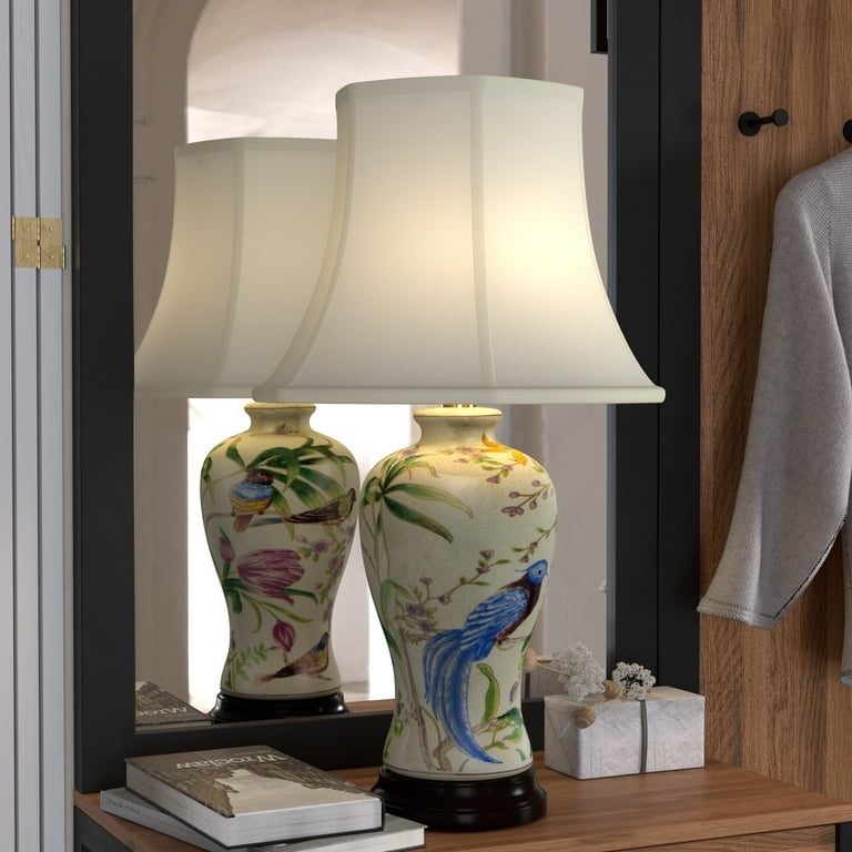 Table Lamp Classic Oriental Blue White Porcelain Scenic Illustration