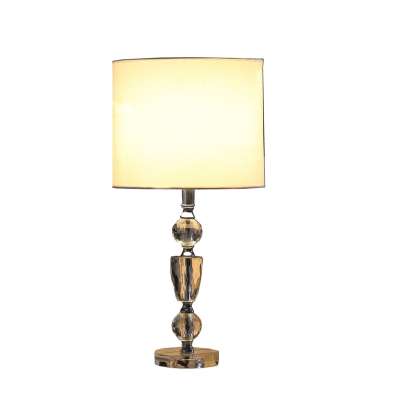 Table Lamp Clear Geometric Body Faceted Base Faux Crystal Shade
