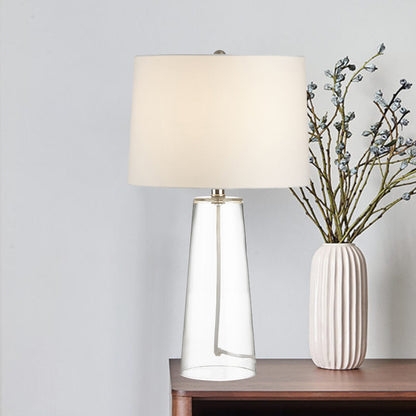 Table Lamp Clear Glass Cone Base Brass Toned Hardware Transitional