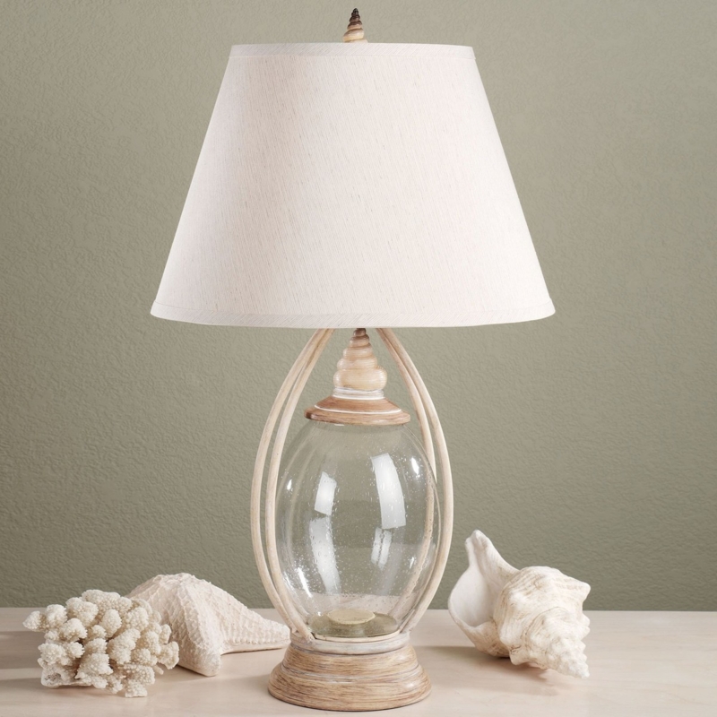 Table Lamp Clear Glass Fillable Jug Base Seashell Decor Sand