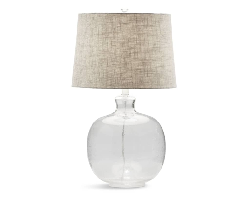 Table Lamp Clear Seeded Glass Gourd Base Polished Silver Accents
