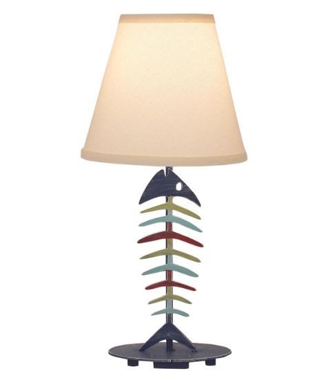 Table Lamp Coastal Silver Bonefish Sculpture Rectangular Shade