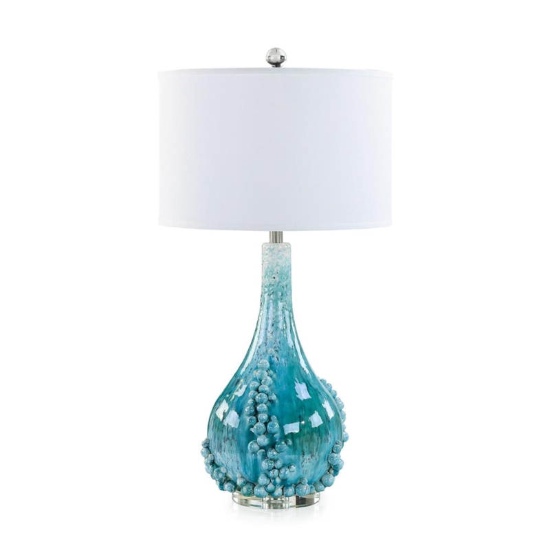 Table Lamp, Cobalt Blue Glass, Bubble Texture, Blue Glass Table Lamp