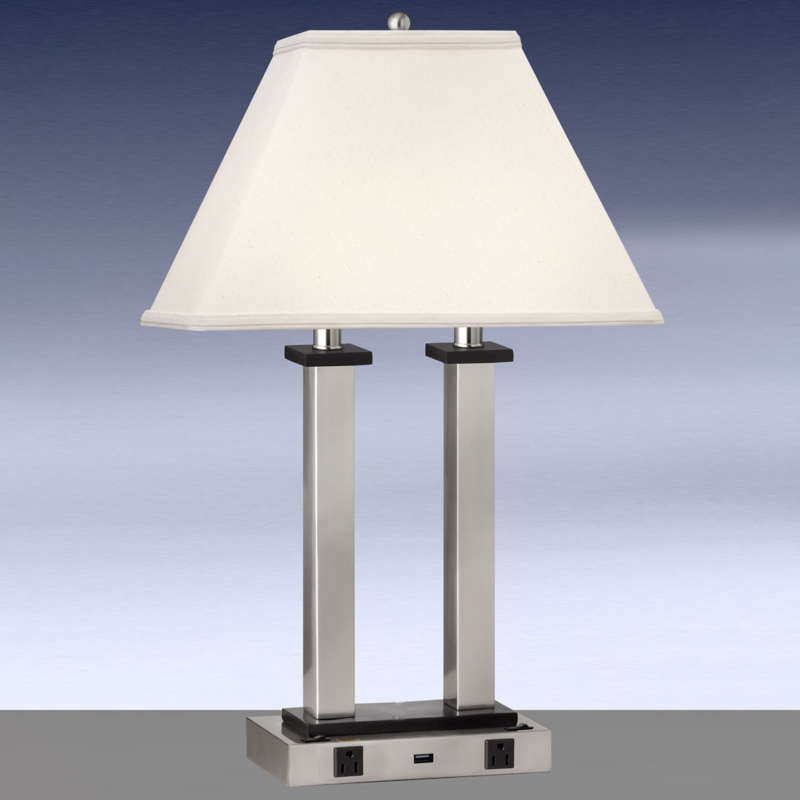 Table Lamp Collection featuring Square Post Design, Contemporary Steel