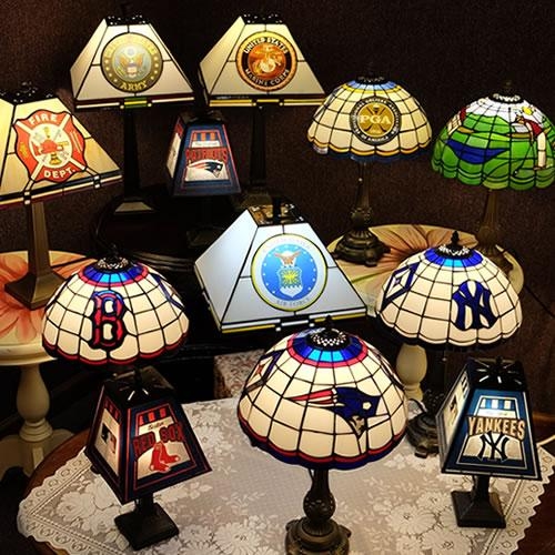 Table Lamp Collection Stained Glass Shades Figurine Bases Sports Fan