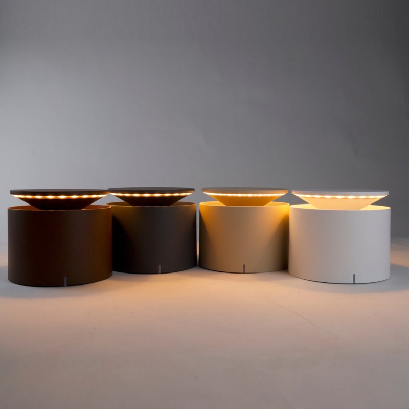 Table Lamp Compact Brushed Bronze LED with Downward Glow for Shelves