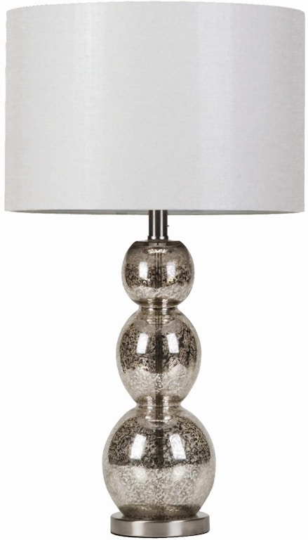 Table Lamp, Contemporary Antique Silver Faceted Stacked Geometric Base