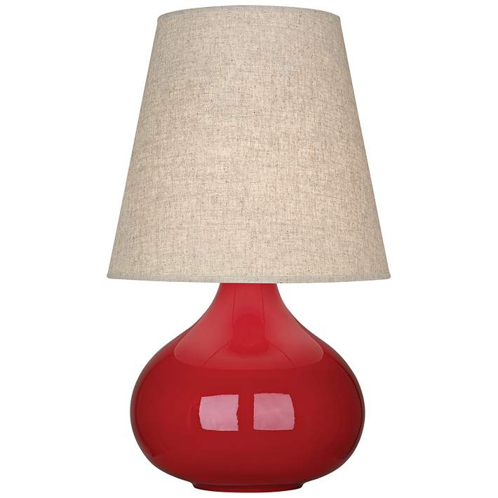 Table Lamp Contemporary Ceramic Gourd Base Ruby Red Glossy