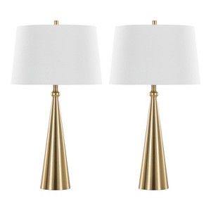 Table Lamp Contemporary Gold Toned Metal Cone Base Sculptural Silhouette