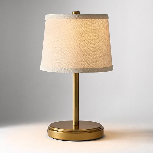 Table Lamp Cordless Brushed Gold Toned Dome Shade Mini Scale Task