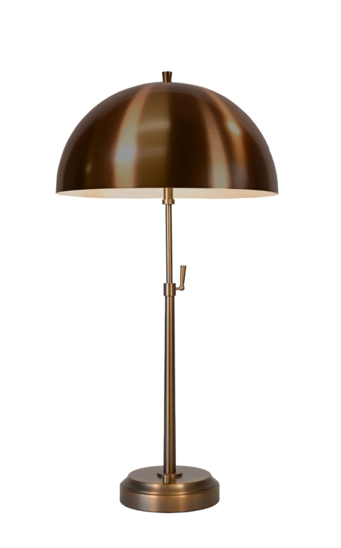 Table Lamp Cordless Design Dark Antique Brass Dome Shade Industrial
