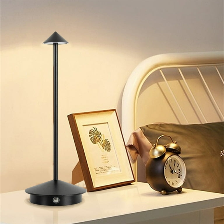 Table Lamp Cordless Gold Toned Brushed Cylindrical Touch Control