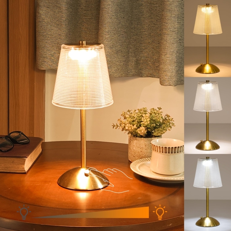 Table Lamp Cordless Mushroom Shade Matte Black Minimalist Bedside