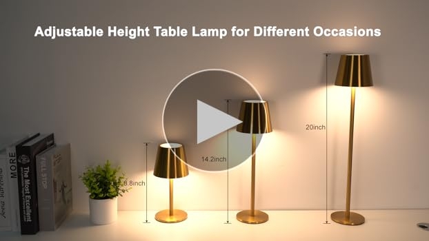 Table Lamp Cordless Slim Silhouette Brushed Gold Downward Light