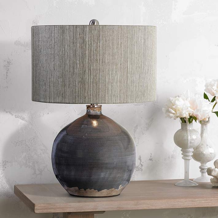 Table Lamp Crackle Glaze Ceramic Transitional Bedside Lighting Fixture