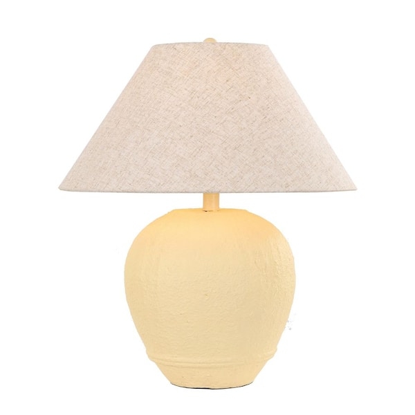 Table Lamp Cream Ceramic Tapered Base Cone Shade Japandi Style