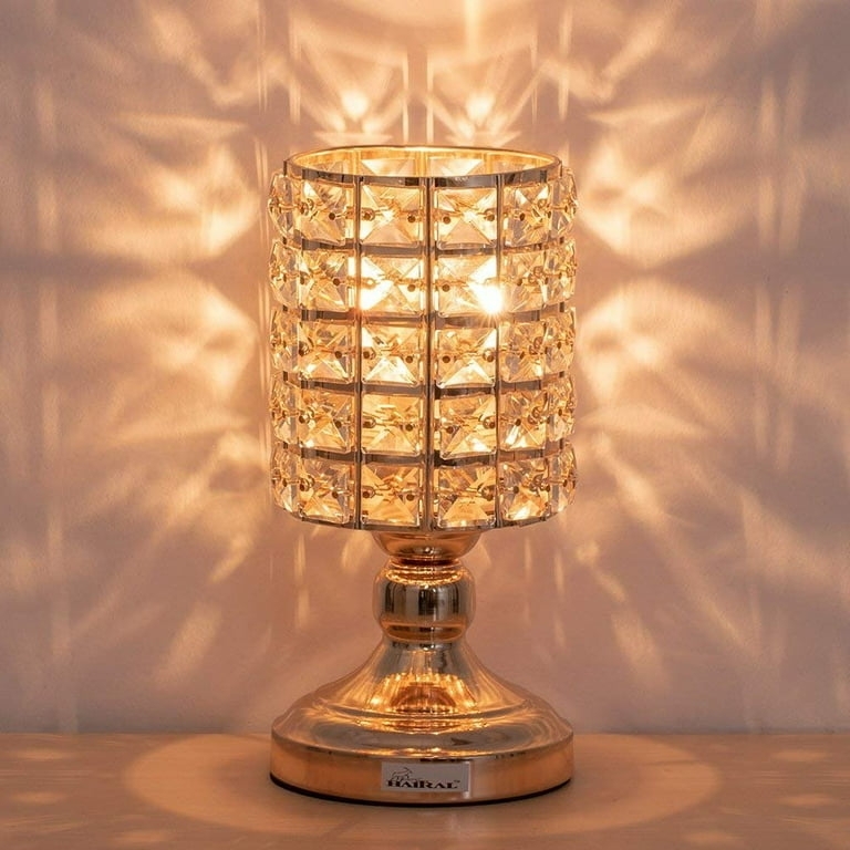 Table Lamp Crystal Drum Shade Polished Modern - contemporary crystal lighting