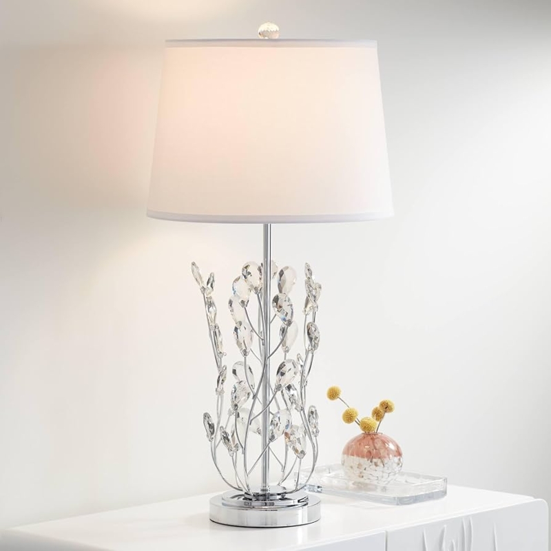 Table Lamp Crystal Vine Post Brushed Nickel - modern brushed nickel accent lamp