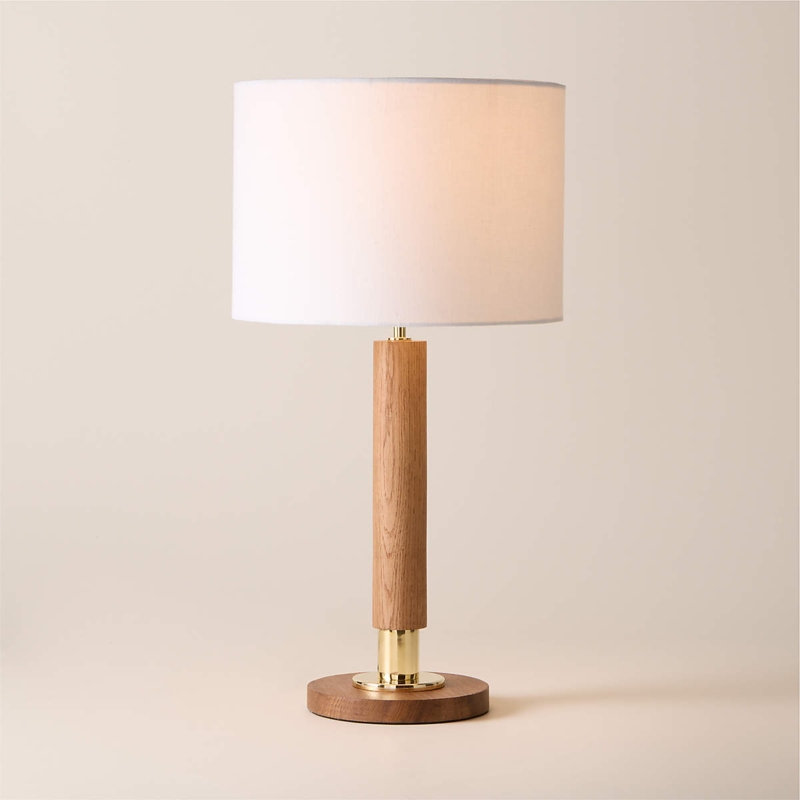 Table Lamp Curved Silhouette Oversized White Drum Shade Architectural
