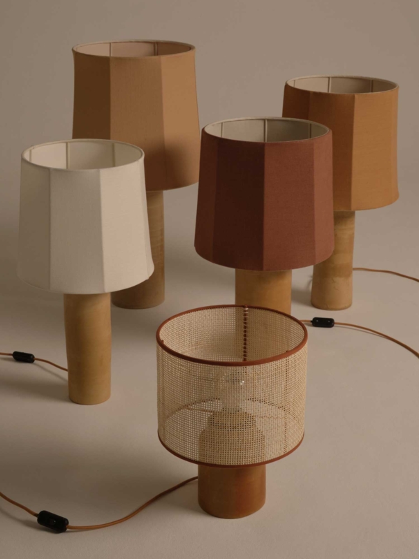 Table Lamp Cylindrical Woven Linen Organic Modern Bedside Lighting