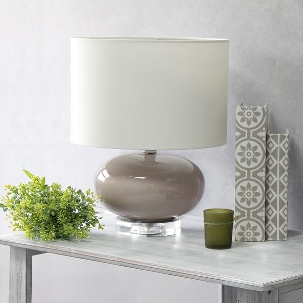 Table Lamp Dark Grey Textured Ceramic Egg Base Organic Accent Light