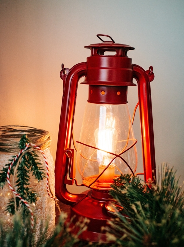 Table Lamp Distressed Rust Lantern Edison Bulb Dimmable Industrial