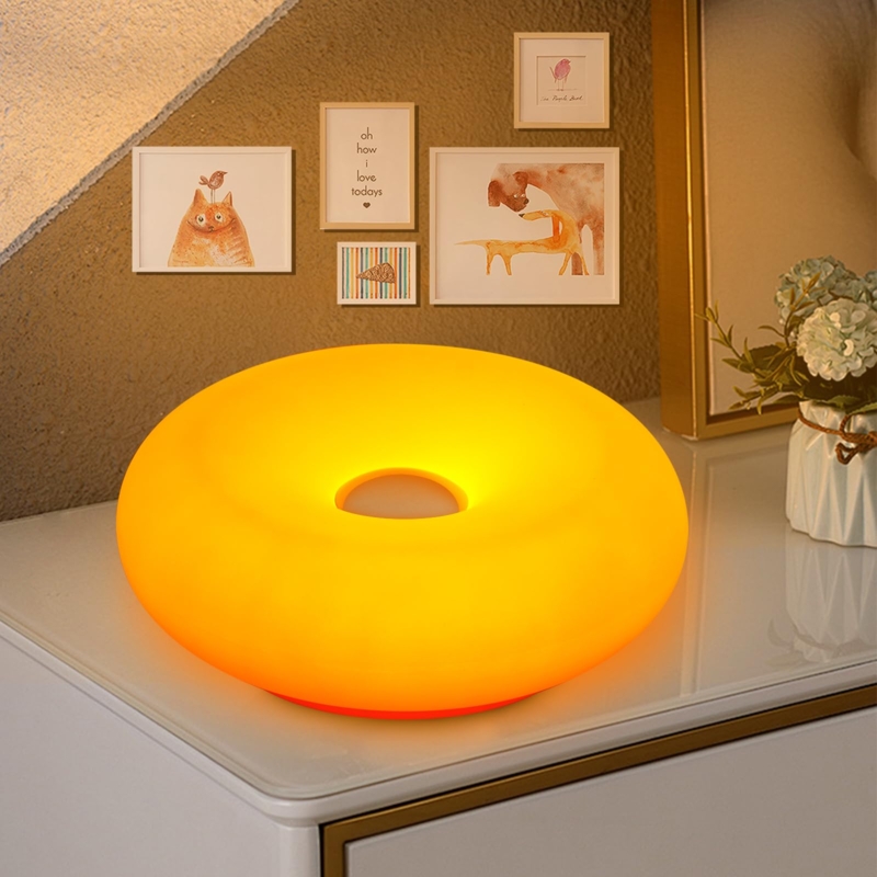 Table Lamp Donut Shape Translucent Shade Pop Of Color Space Age
