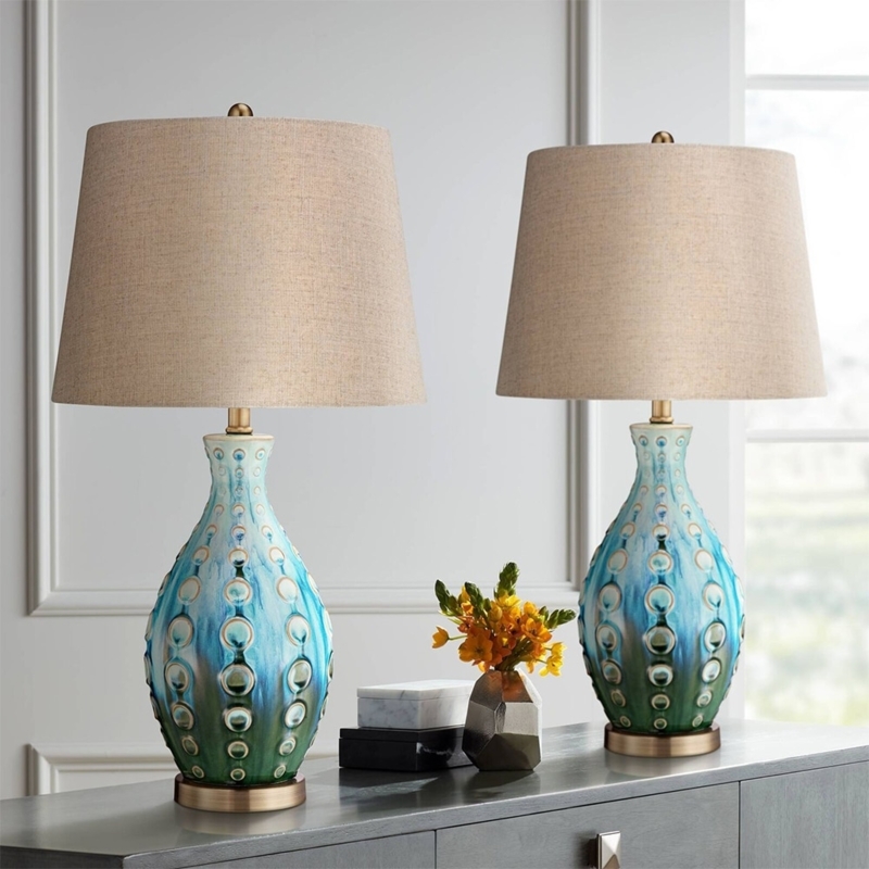 Table Lamp Double Gourd Base, Mid-Century Style.