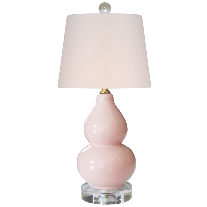 Table Lamp Double Gourd Ceramic Glossy Clear Acrylic Base Transitional