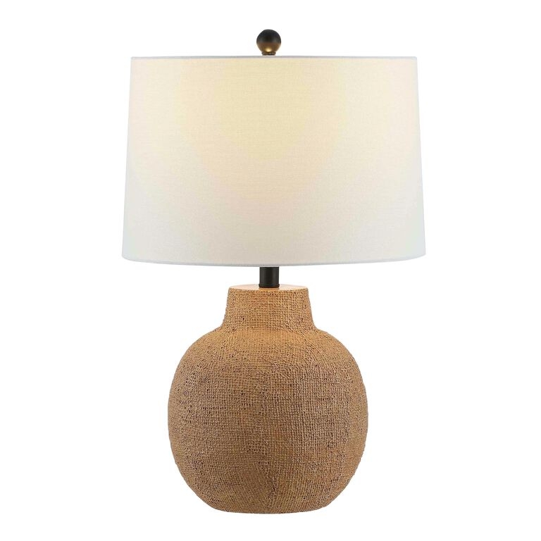 Table Lamp Earthy Textured Pitted Base Bulbous Form Organic Accent