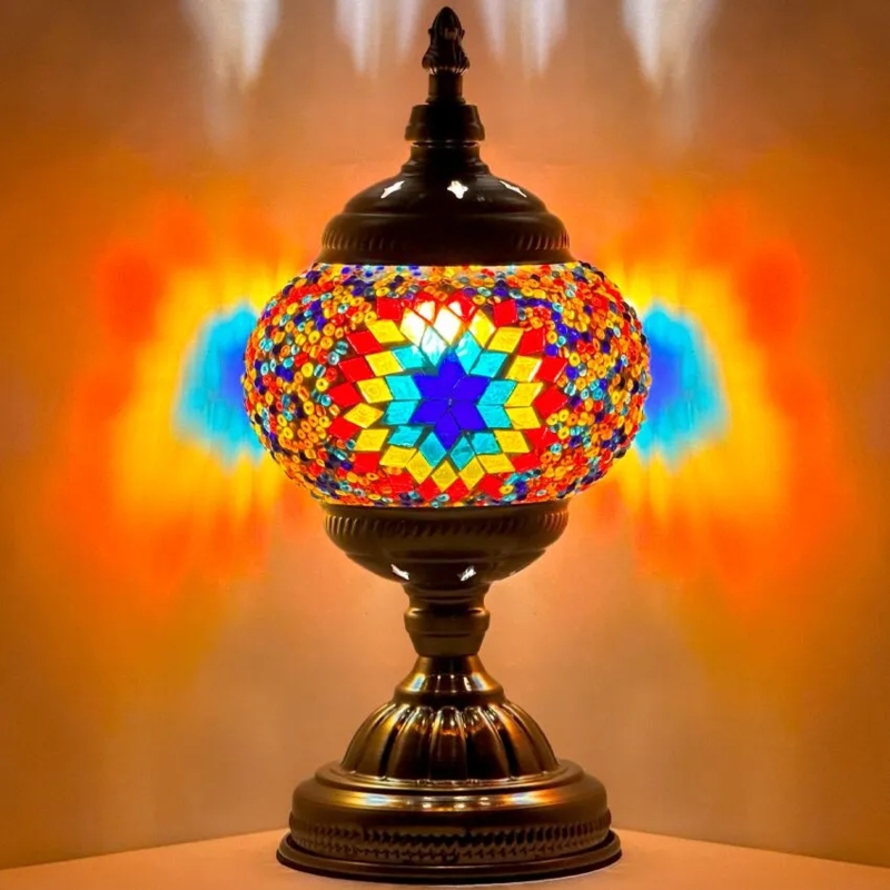 Table Lamp Eclectic Gooseneck Silhouette Rainbow Mosaic Floral Bronze