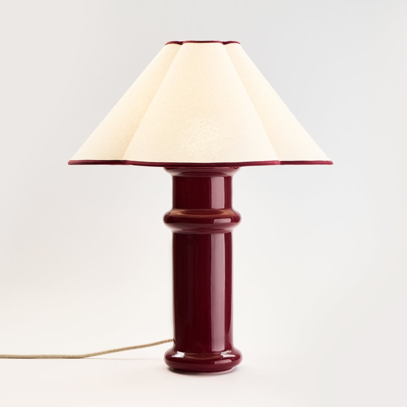 Table Lamp Exposed Filament Bulb Cylindrical Metal Base Port Red