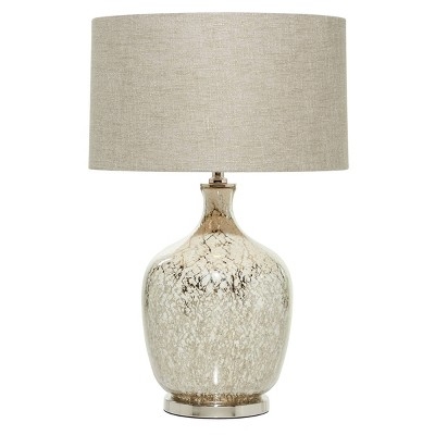 Table Lamp Faux Mercury Glass Finish Ball Finial Glam Silver Lamp