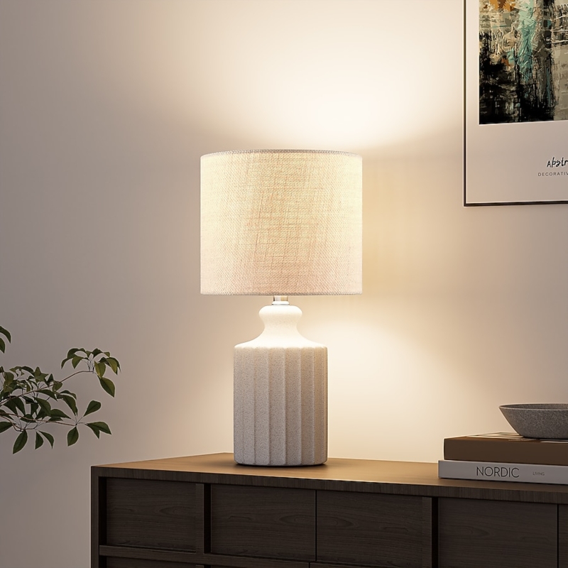 Table Lamp featuring Distressed Gourd Base in Rustic Farmhouse Style