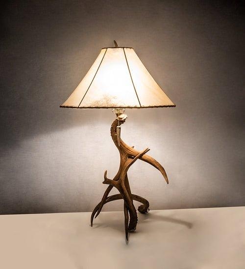 Table Lamp Featuring Sculptural Bone Texture Antler Base