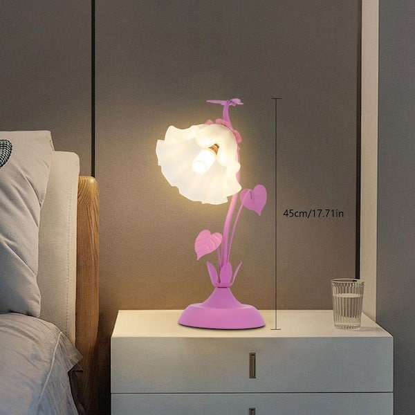 Table Lamp Flower Shaped Shade Acrylic Petals Whimsical Accent Lighting