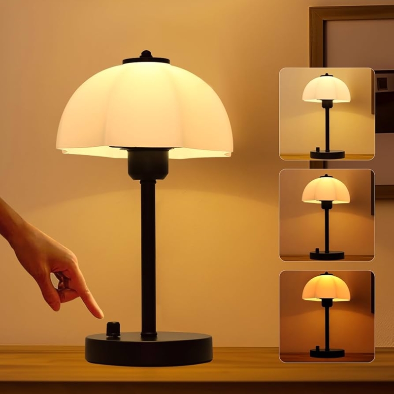 Table Lamp Frosted Glass Dome Mushroom Shape Modern Desk Lamp