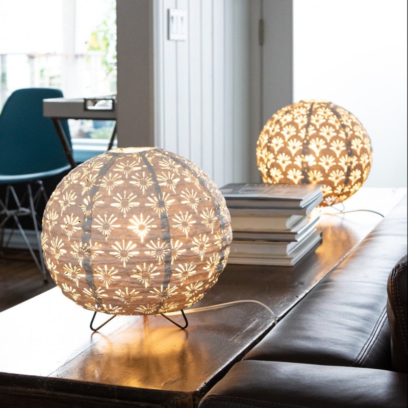 Table Lamp Geometric Cutouts Tripod Base Geometric Globe Table Lamp