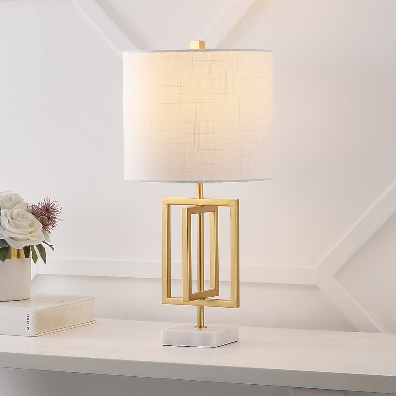 Table Lamp Geometric Open Frame Marble Base Glamorous