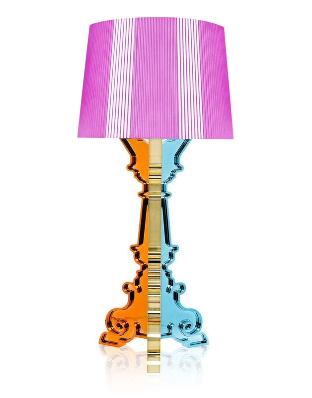 Table Lamp Glam Style Fuchsia Ornate Tripod Base Pleated Ribbed Shade