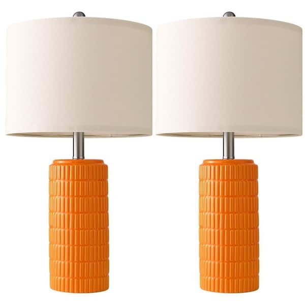 Table Lamp: Glossy Ceramic Lantern Base with Top Handle Detail