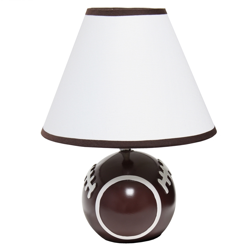Table Lamp Glossy Football Base White Lace Detail Sports Motif