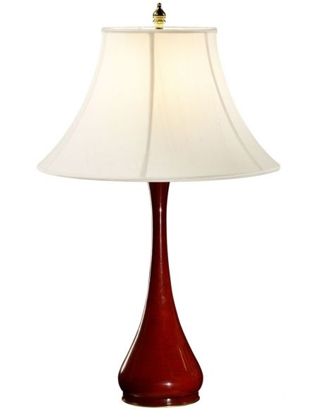 Table Lamp Glossy Lacquered Ceramic Double Gourd Shape Drum Shade