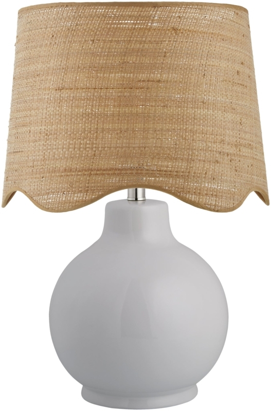 Table Lamp: Glossy White Spherical Base, Round Base Ceramic Lamp